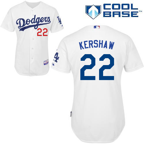 Clayton Kershaw #22 MLB Jersey-L A Dodgers Men's Authentic Home White Cool Base Baseball Jersey